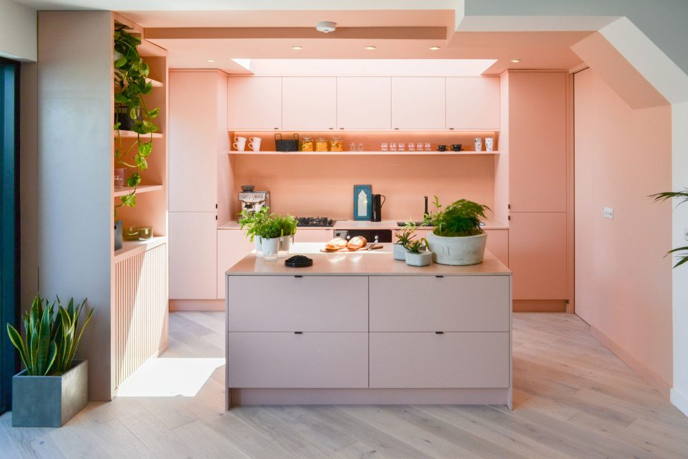 Love Your Home and Garden- New spacious pastel pink kitchen extension presented on Love Your Home and Garden ITV.