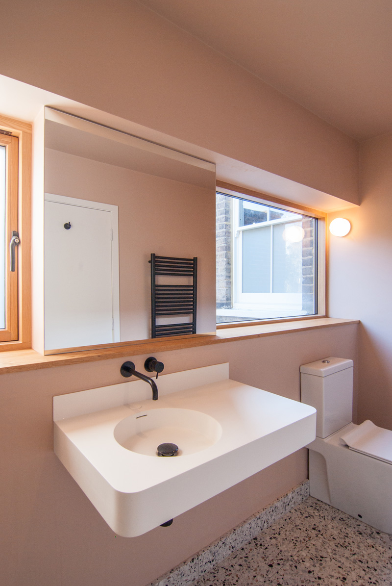 Leytonstone Renovation Pink Bathroom Lusso-Oak Terrazzo Blush-Refurbishment