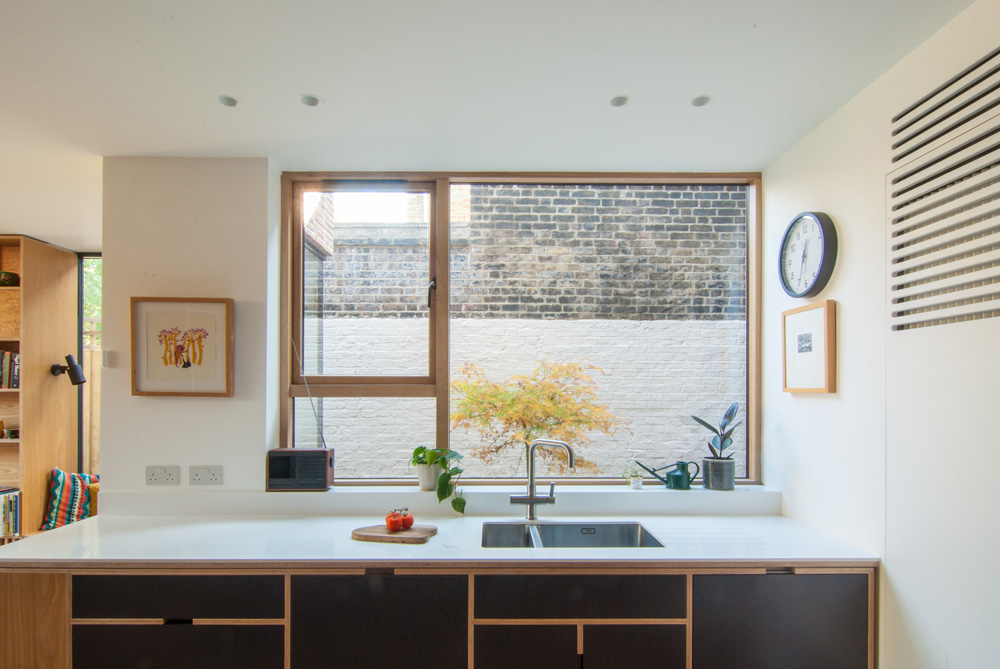 Oak-Kitchen-Window-Bespoke-Kitchen-Plywood-Leytonstone-Extension-Refurbishment