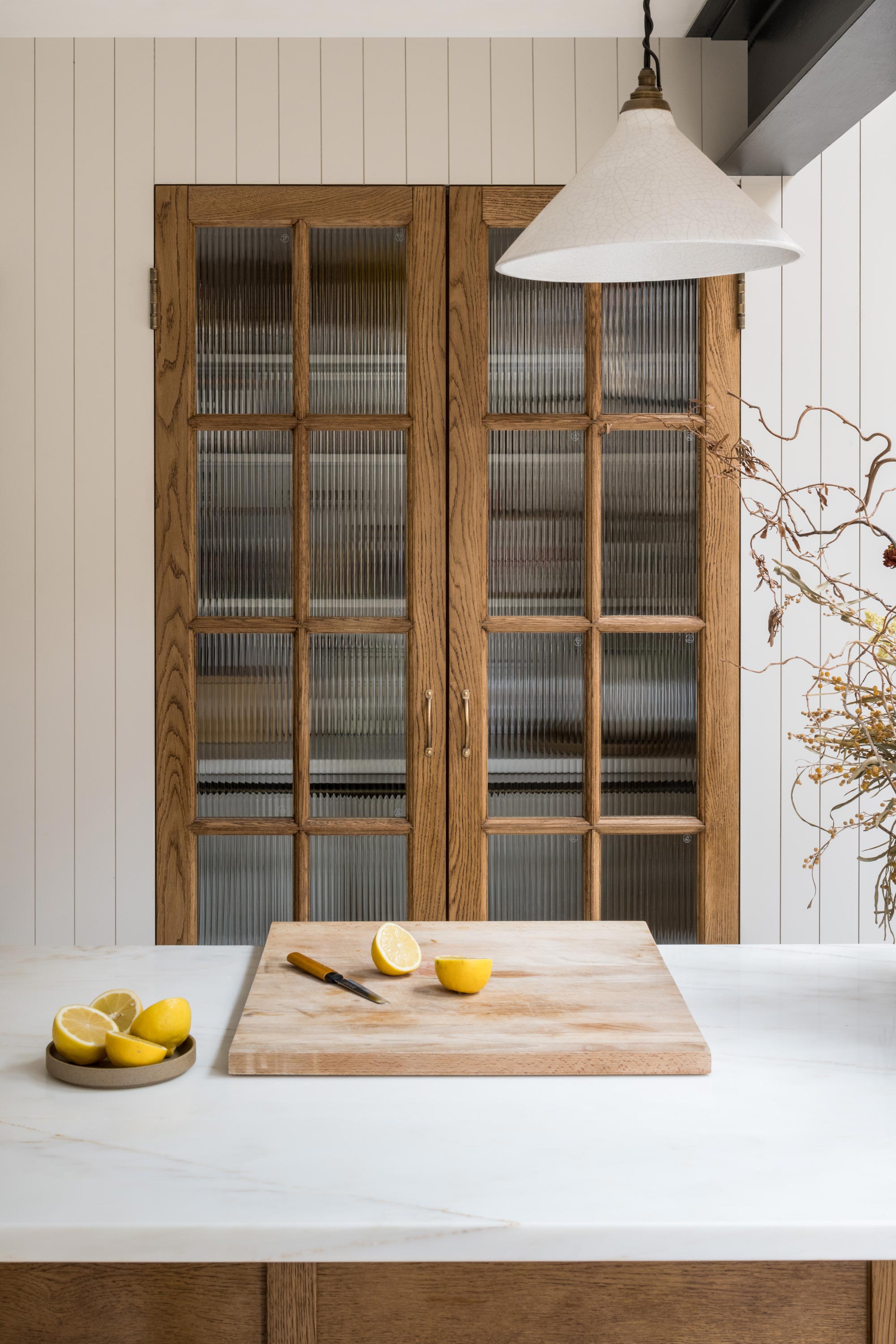TIMBER PANTRY RIBBED GLASS JOINERY LEMON CHOPPING BOARD