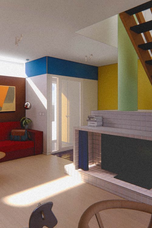Refurbished living room at Vanbrugh Park Estate with restored lightwell, modern finishes, and natural daylight.