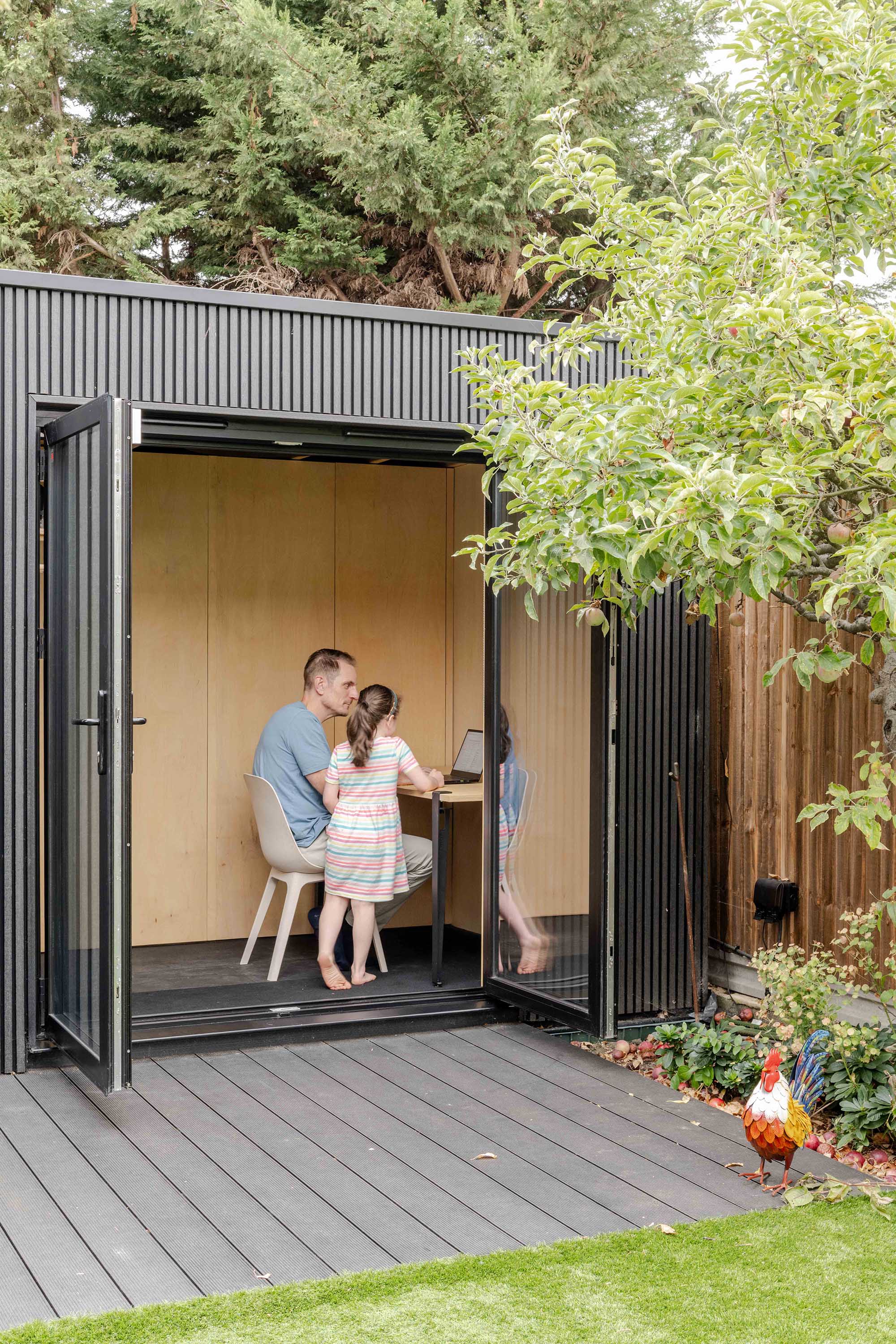 Outdoor space designed for family use and relaxation.